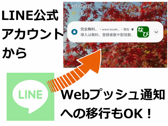LINE公式アカウントからWebプッシュ通知への移行もOK！