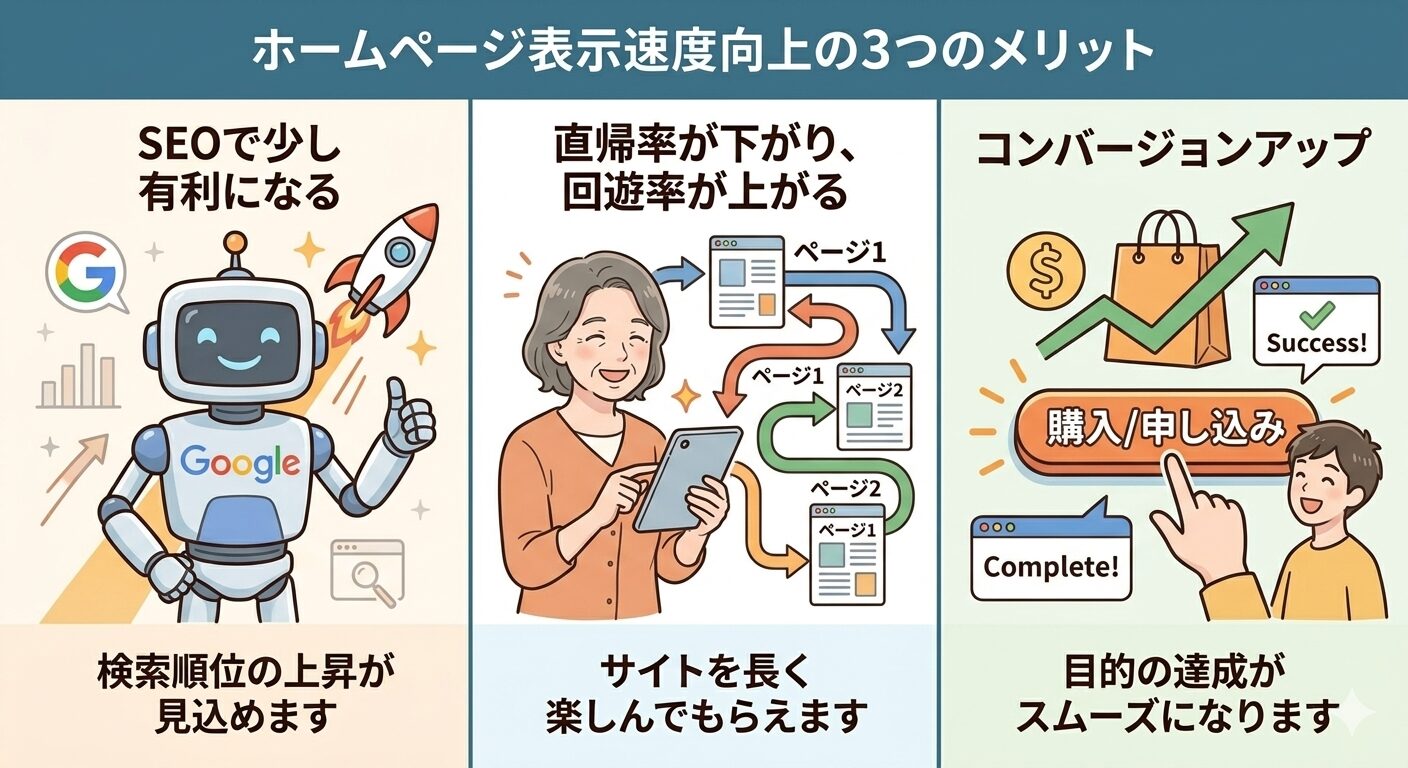 ホームページの表示を早くする3つのメリット