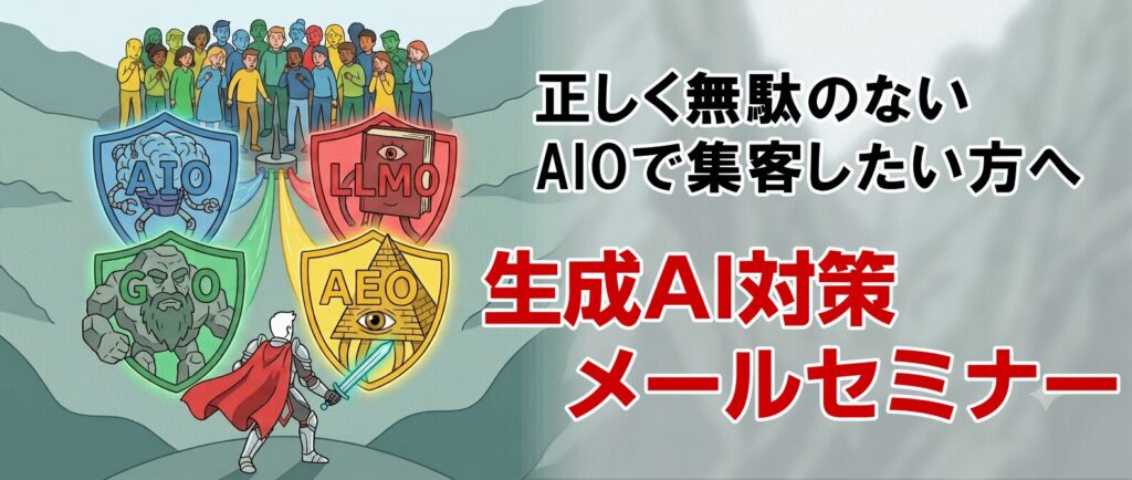 正しく無駄のないAIO・GEO・LLMO・AEOで集客したい方へ、生成AI対策メールセミナー