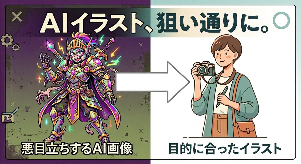 悪目立ちするAI画像ではなく、目的に合ったイラストを生成できるようになります